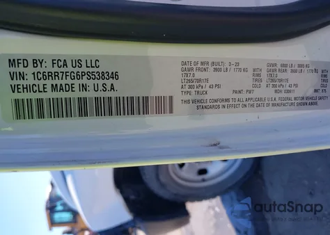 2023 Ram 1500 Classic Tradesman 4X4 6'4 Box from USA, damaged, VIN 1C6RR7FG6PS538346